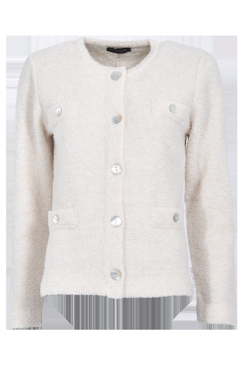 Pierre Claire Exquisite Bouclé-Strickjacke mit Rundhalsausschnitt von Pierre Claire