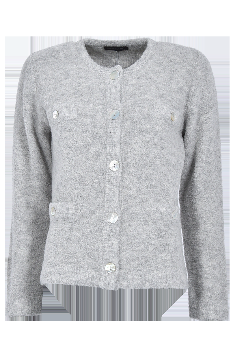 Pierre Claire Exquisite Bouclé-Strickjacke mit Rundhalsausschnitt von Pierre Claire