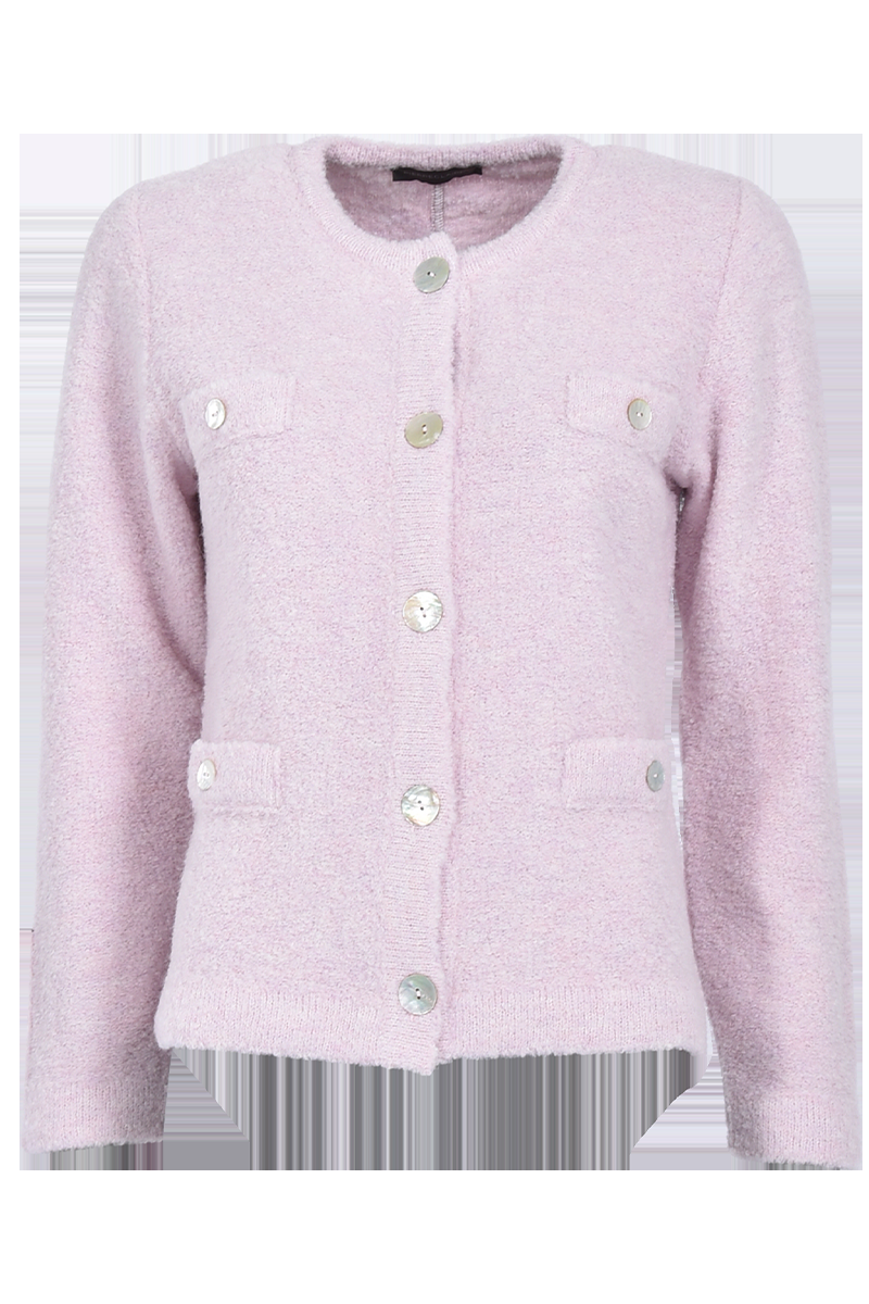 Pierre Claire Exquisite Bouclé-Strickjacke mit Rundhalsausschnitt von Pierre Claire