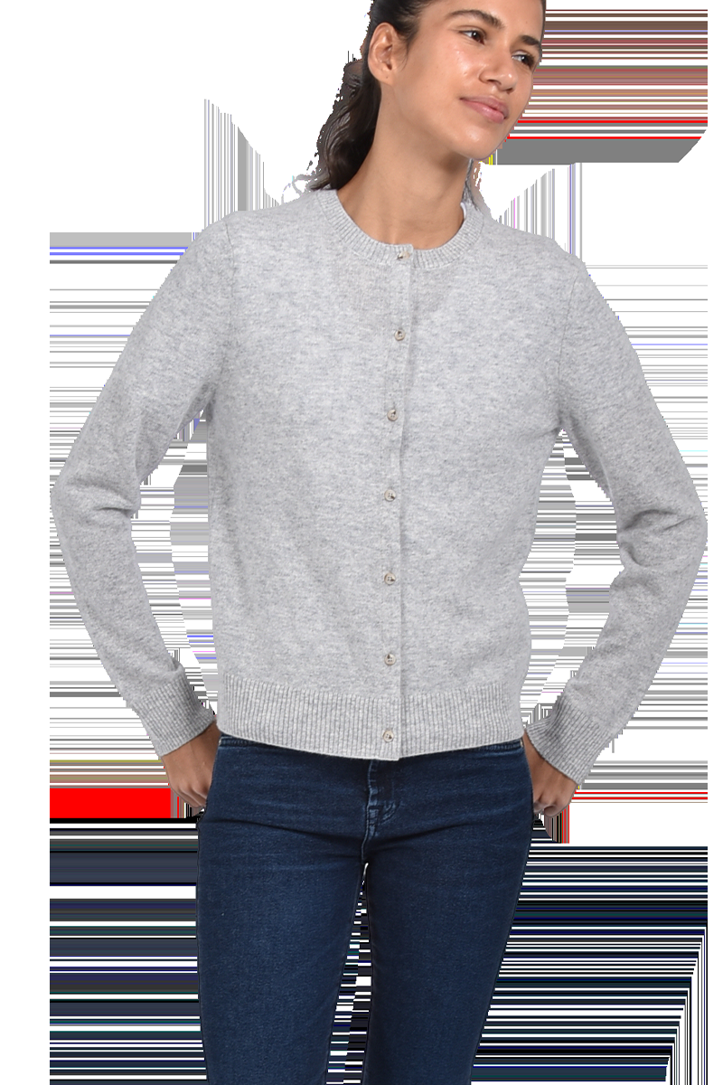 INSIEME Klassische Rundhalsjacke Aus 100% Kaschmir Mit Breitem Bund Und Senkrechtem Maschendetail Im Rücken Von INSIEME