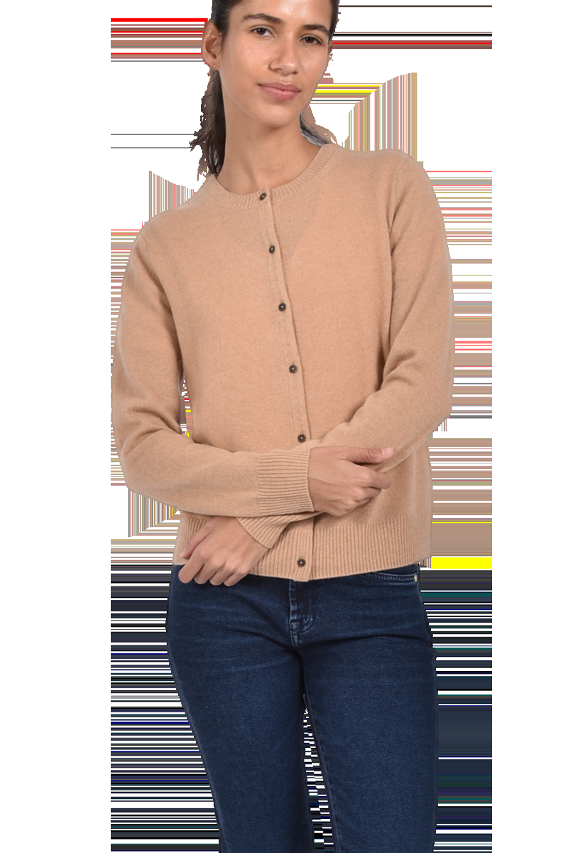 INSIEME Klassische Rundhalsjacke Aus 100% Kaschmir Mit Breitem Bund Und Senkrechtem Maschendetail Im Rücken Von INSIEME