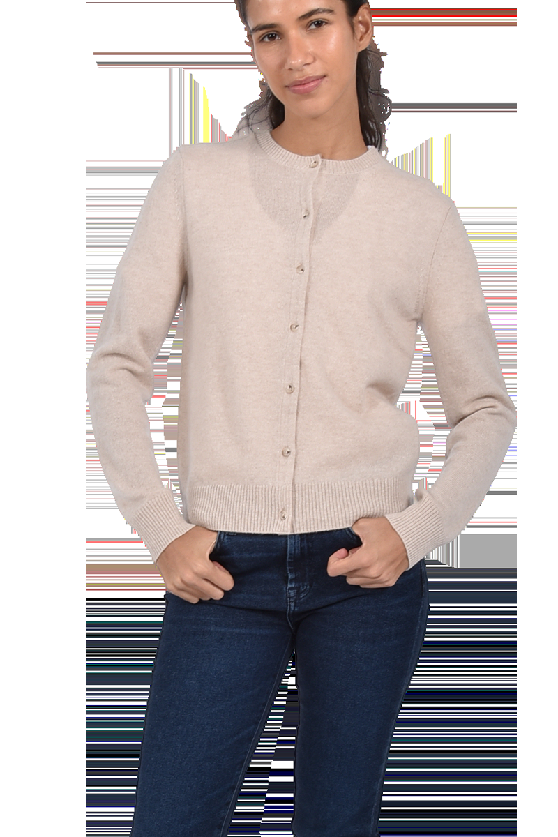 INSIEME Klassische Rundhalsjacke Aus 100% Kaschmir Mit Breitem Bund Und Senkrechtem Maschendetail Im Rücken Von INSIEME