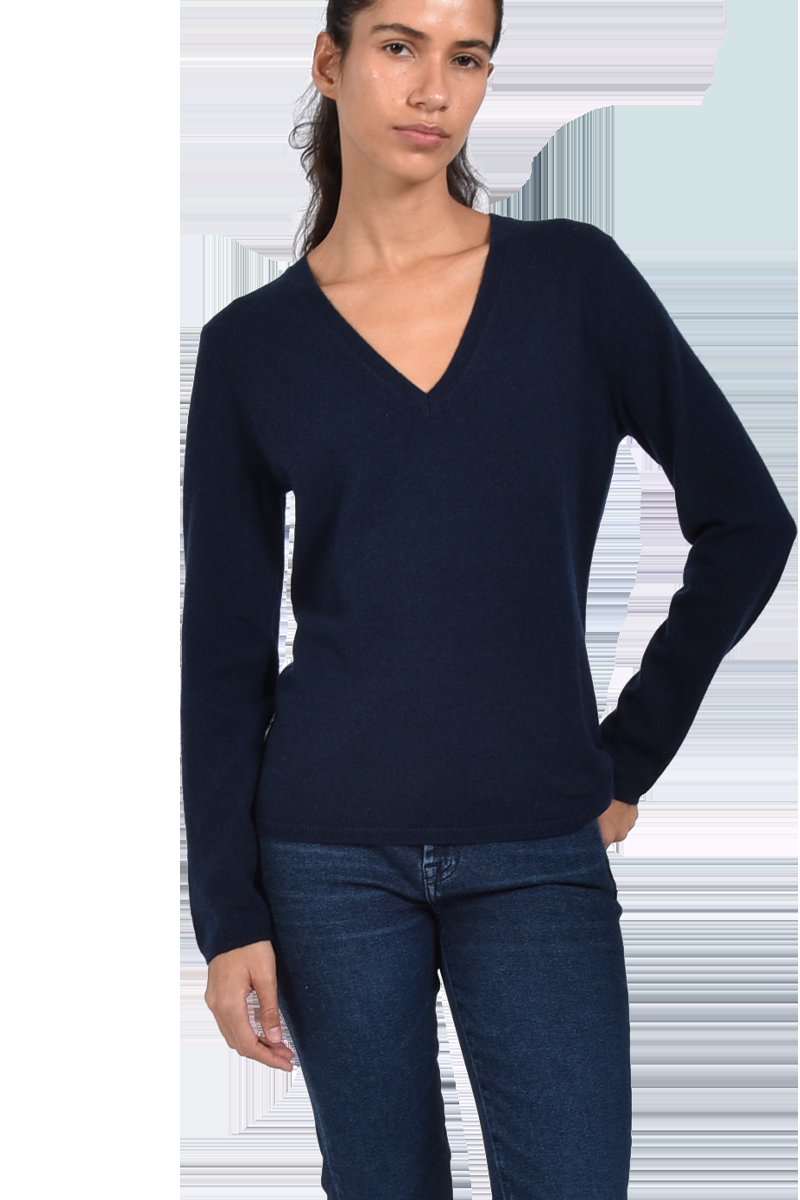 INSIEME Klassischer V-Ausschnitt-Pullover Aus 100% Cashmere Mit Maschendetail Im Rücken Von INSIEME