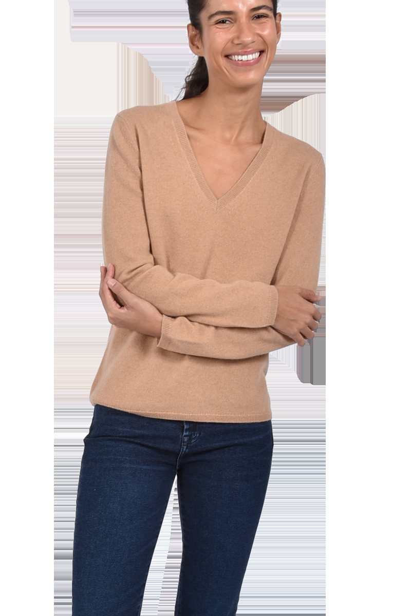 INSIEME Klassischer V-Ausschnitt-Pullover Aus 100% Cashmere Mit Maschendetail Im Rücken Von INSIEME