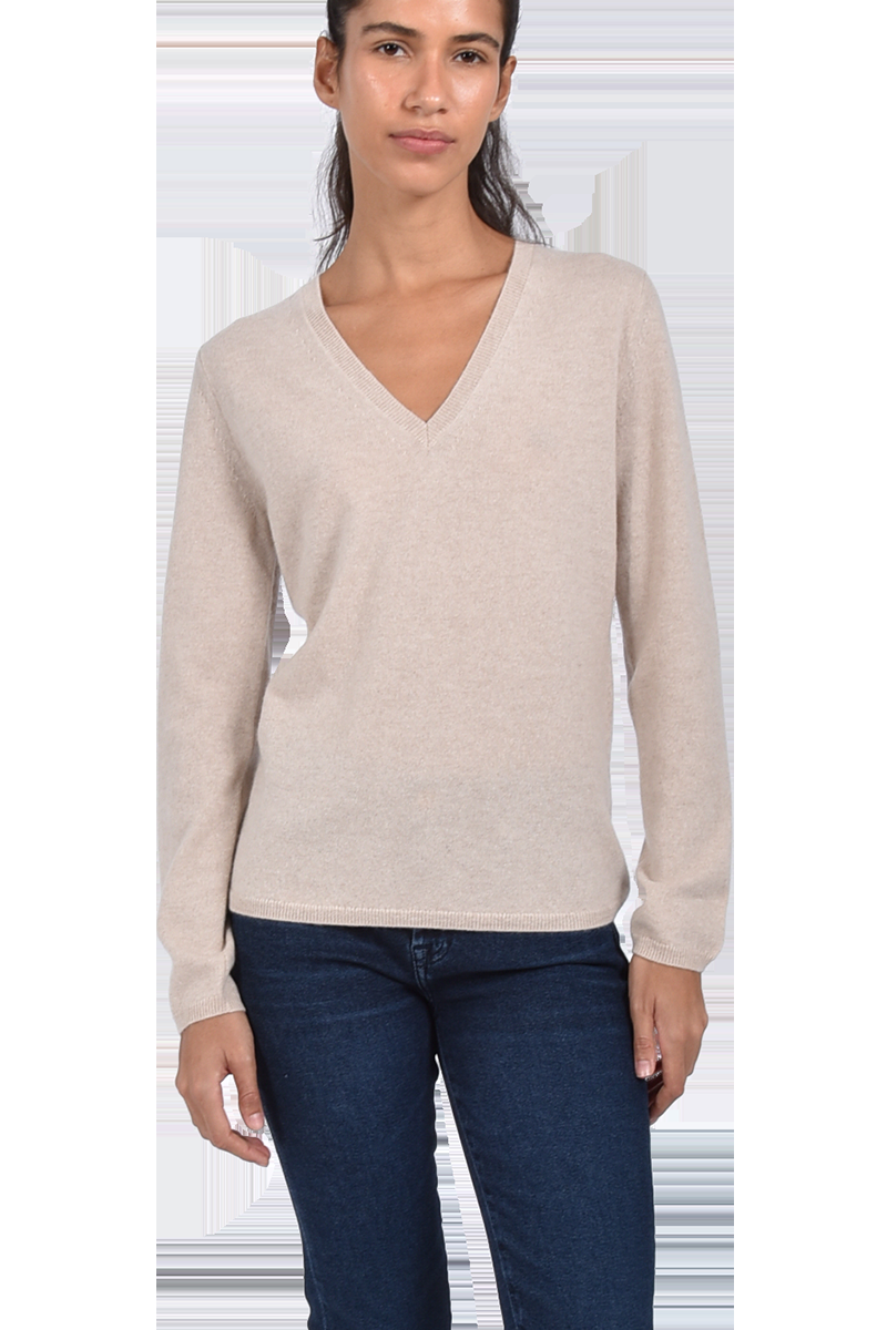 INSIEME Klassischer V-Ausschnitt-Pullover Aus 100% Cashmere Mit Maschendetail Im Rücken Von INSIEME