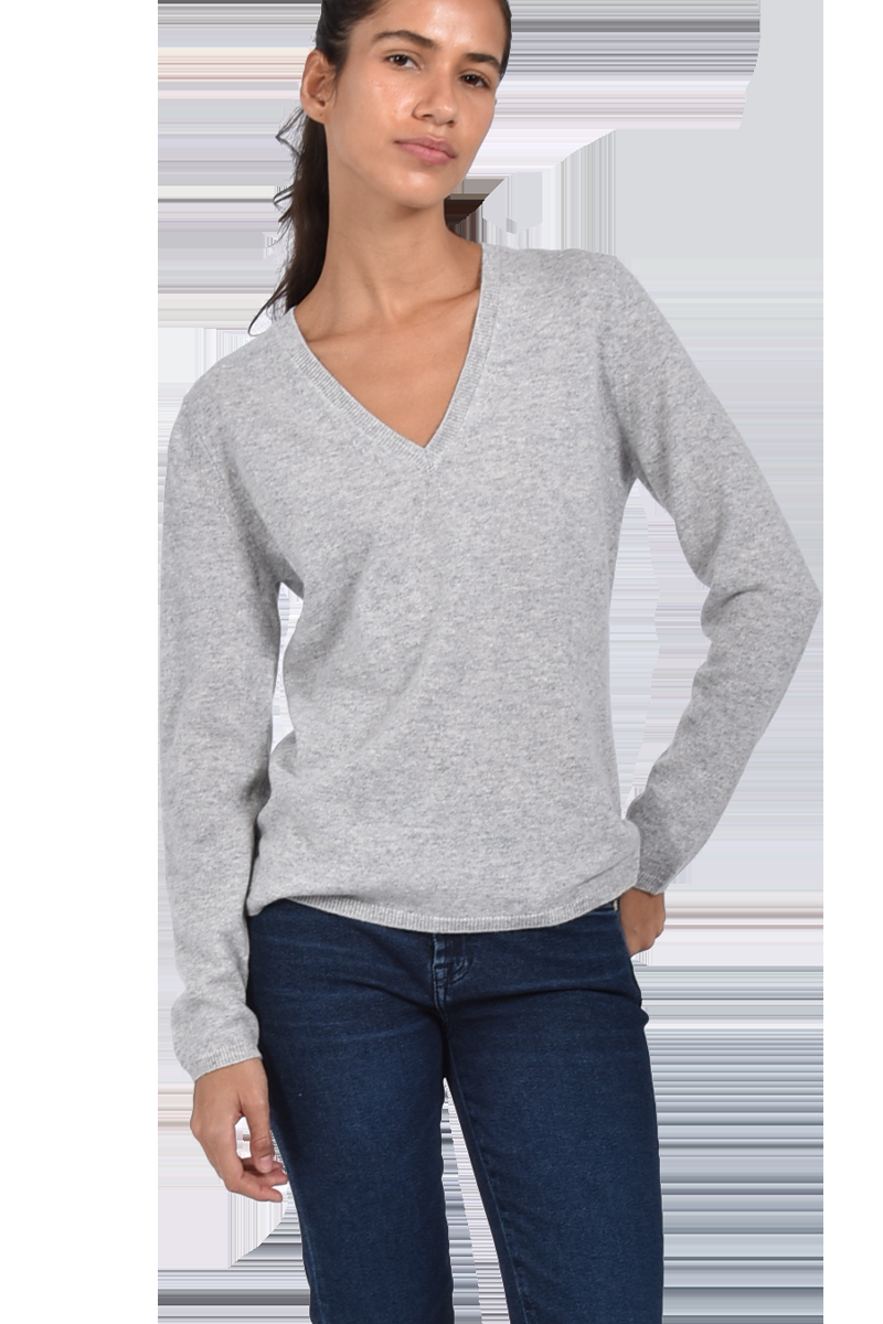 INSIEME Klassischer V-Ausschnitt-Pullover Aus 100% Cashmere Mit Maschendetail Im Rücken Von INSIEME