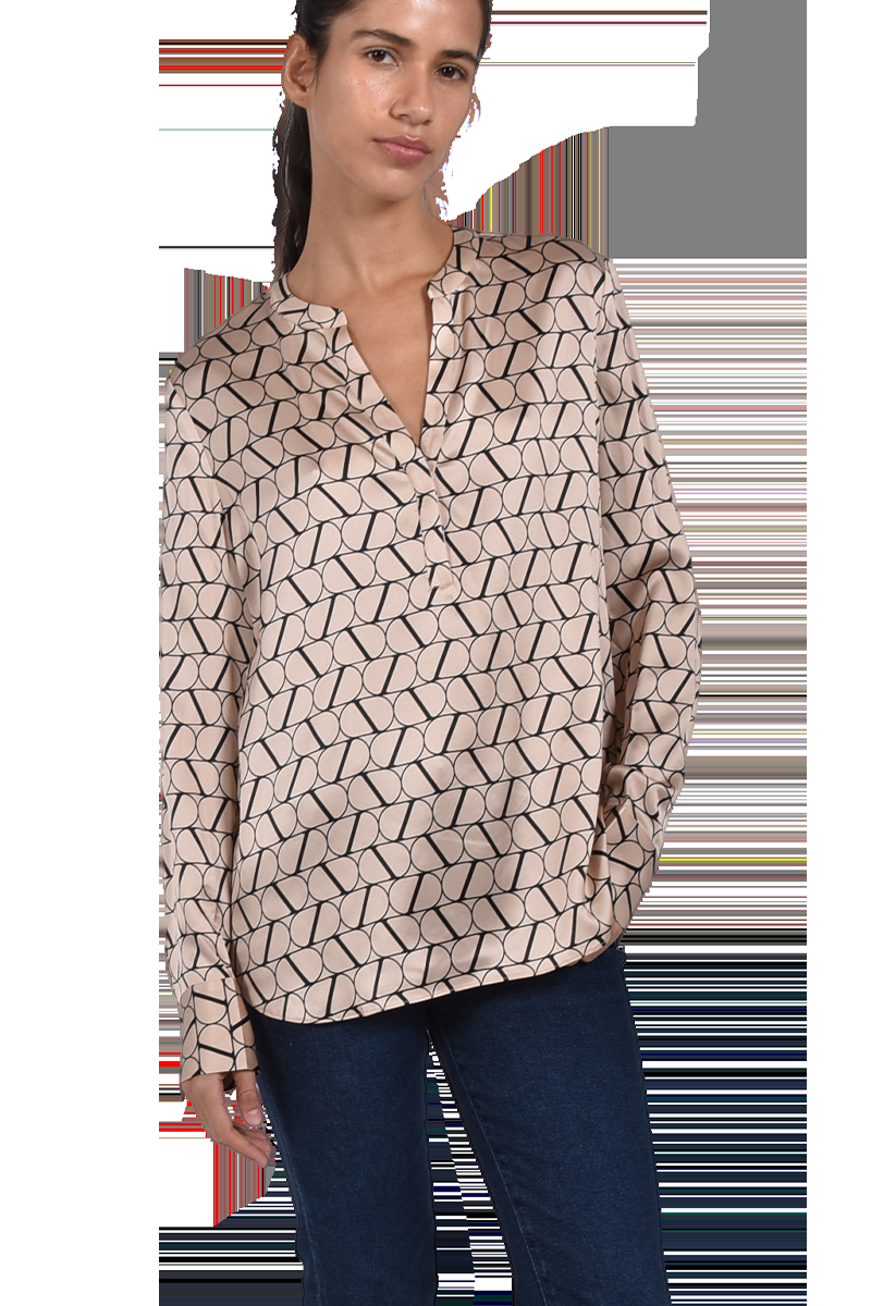 INSIEME Seidenbluse Mit V-Ausschnitt Und "I" Logo-Druck Von INSIEME