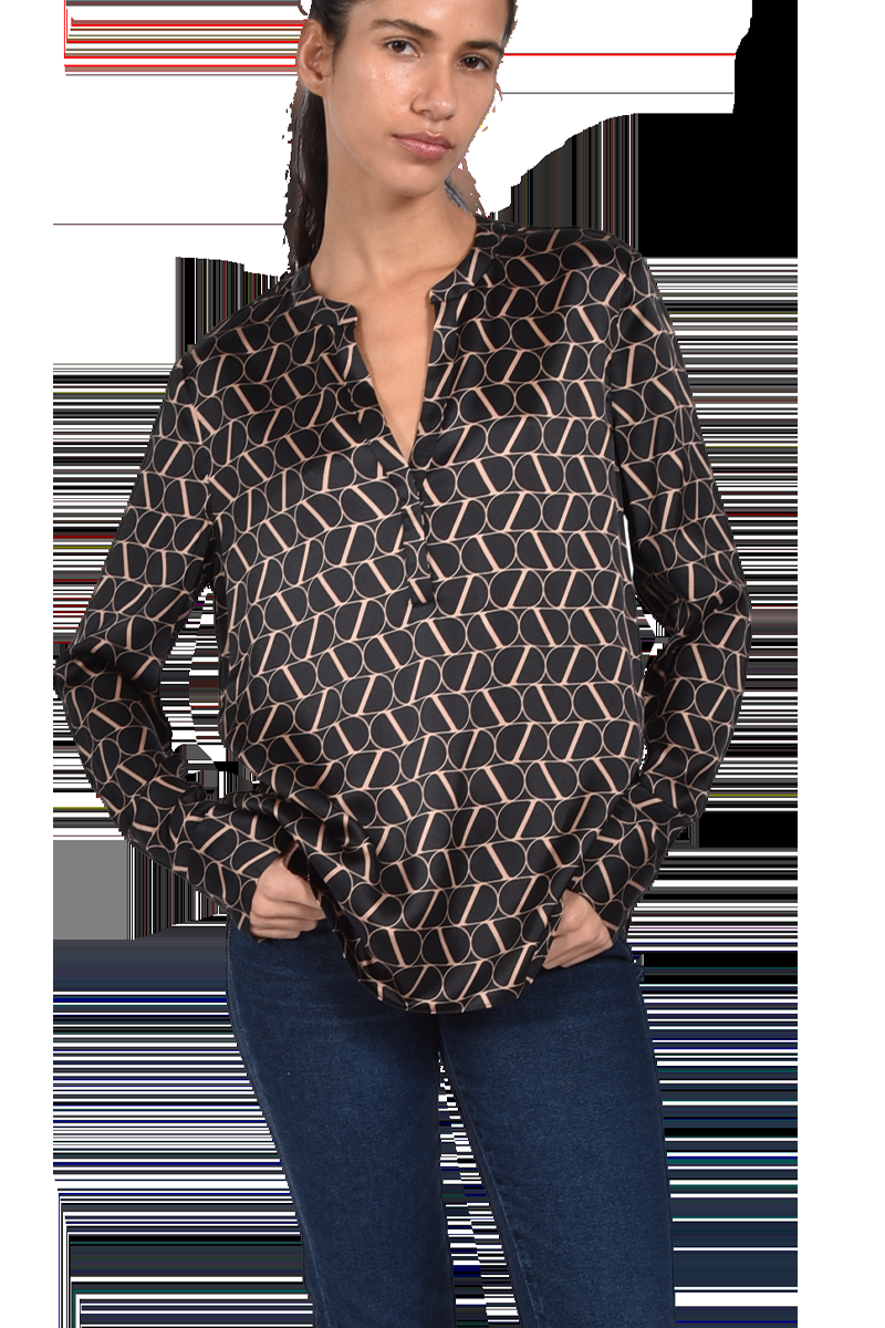 INSIEME Seidenbluse Mit V-Ausschnitt Und "I" Logo-Druck Von INSIEME