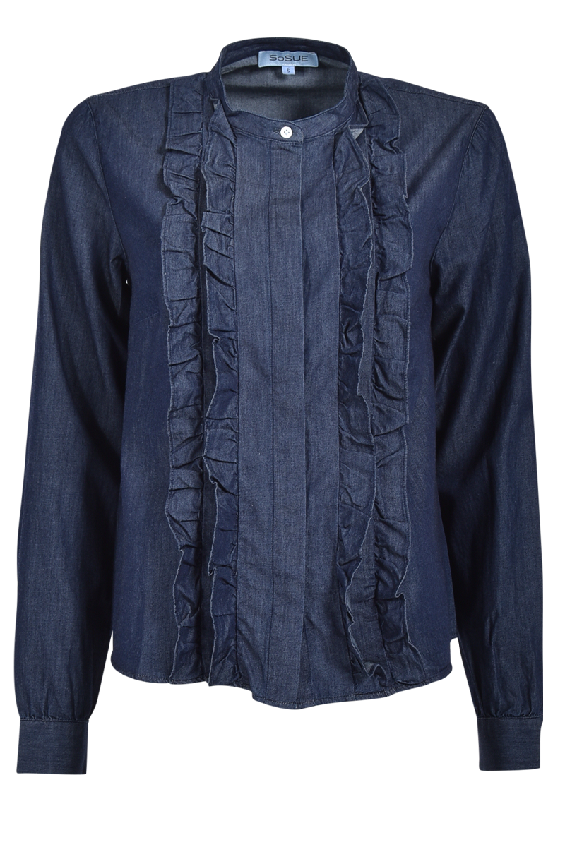 SOSUE Denim-Bluse mit Rüschen "Ruffle" von SoSUE
