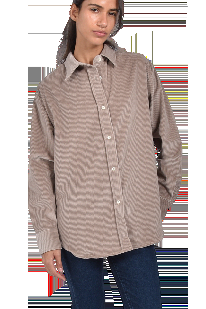 STEEN Oversized Cordhemd Mit Abgerundetem Saum