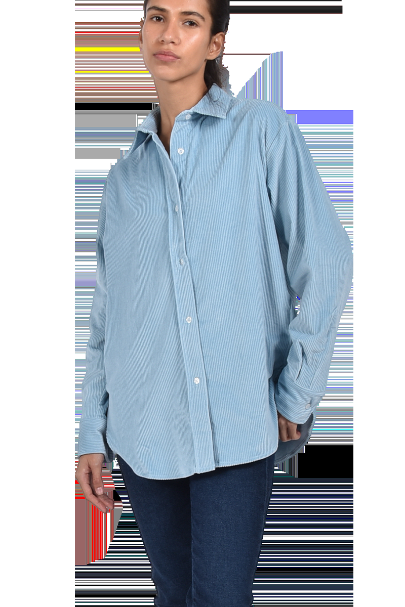 STEEN Oversized Cordhemd Mit Abgerundetem Saum