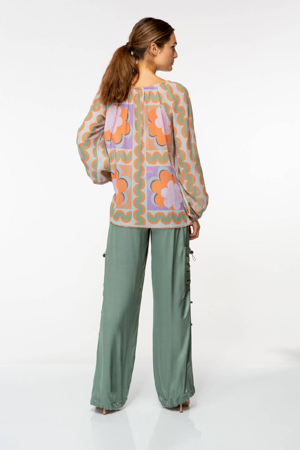 IVI GmbH CHECKED FLOWER Baumwollbluse Mit Print Multicolor