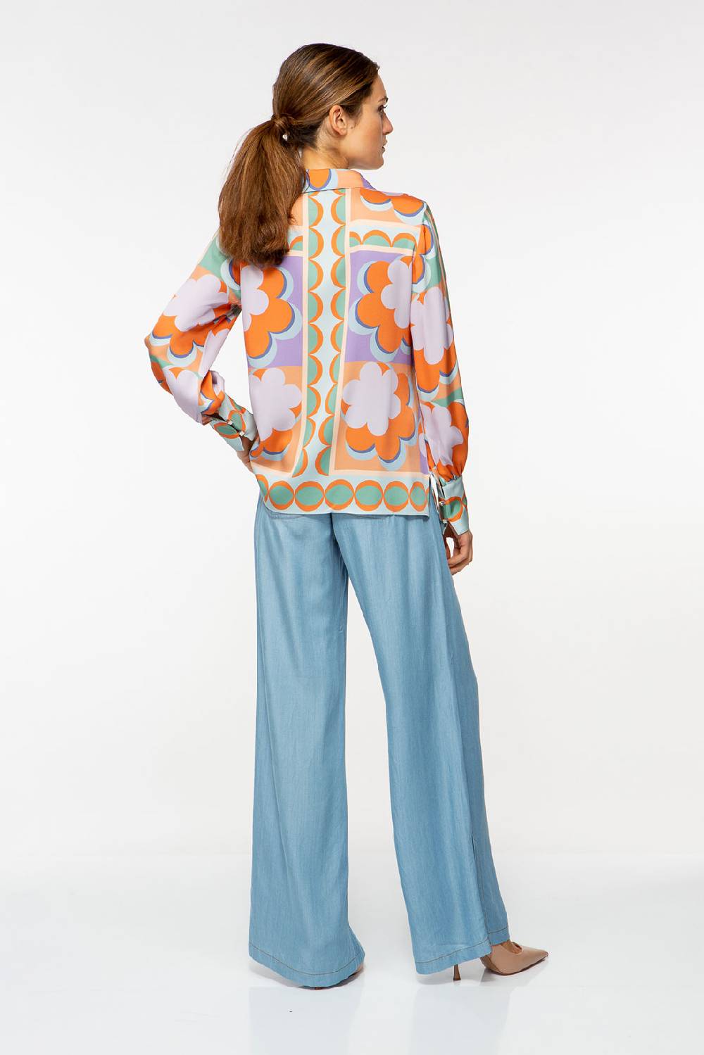 IVI GmbH CHECKED FLOWERS Verkürzte Hemdbluse Aus Seide Multicolor