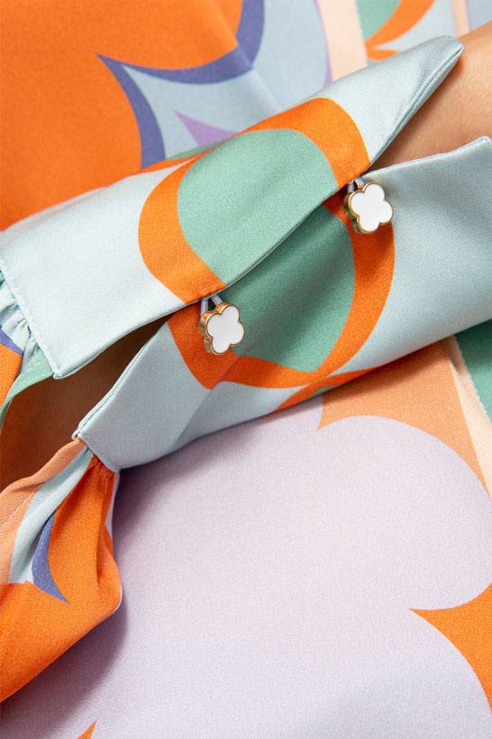 IVI GmbH CHECKED FLOWERS Verkürzte Hemdbluse Aus Seide Multicolor