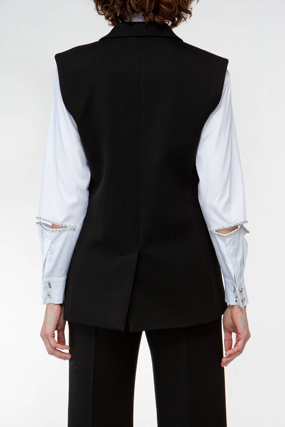 IVI GmbH COTTON Hemdbluse Aus Baumwoll-Popeline Mit Schlitzdetails Und Strasssteinen