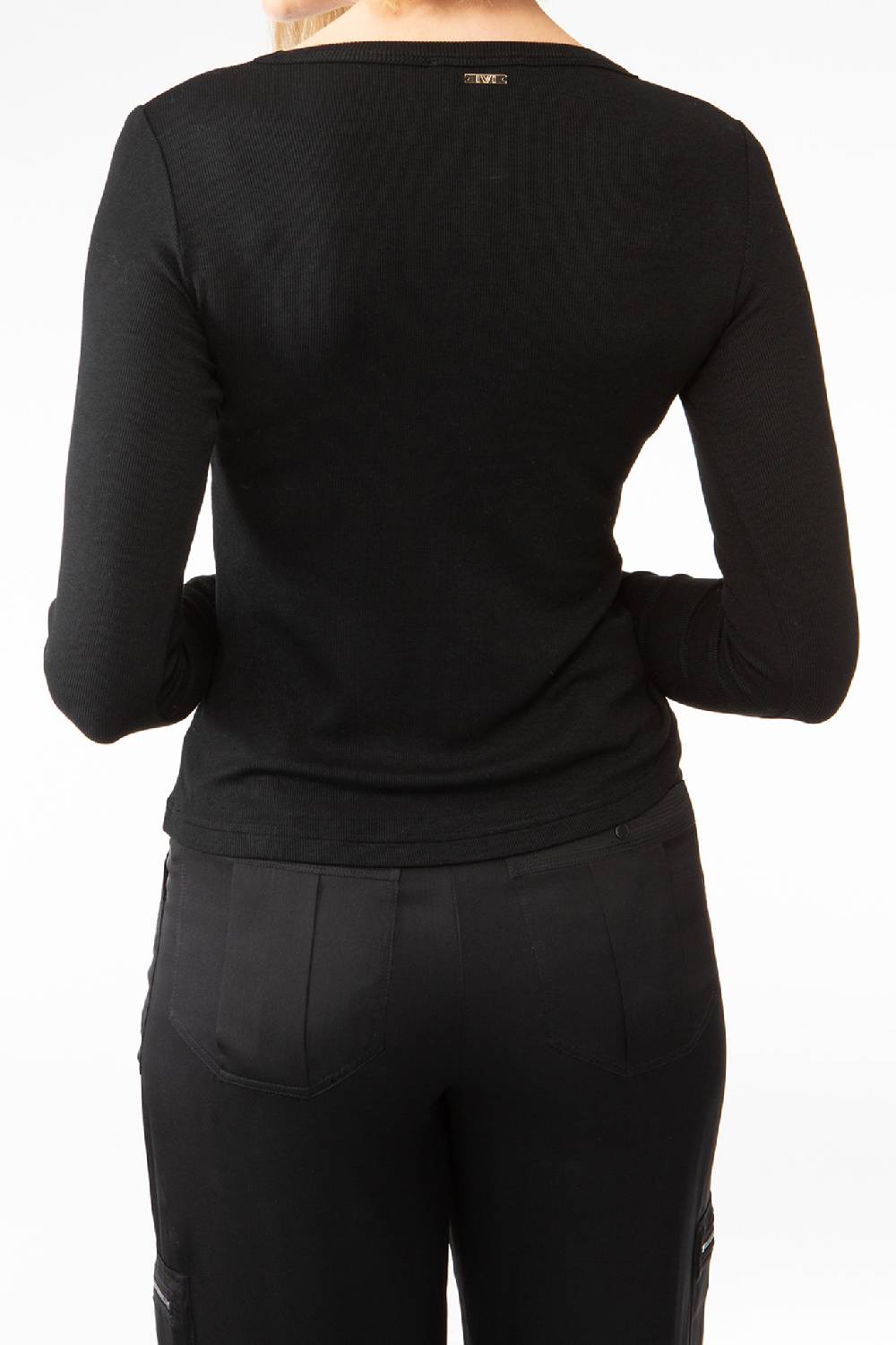 IVI GmbH ESSENTIAL Langarmshirt Mit Hohem Rundhalsausschnitt Schwarz