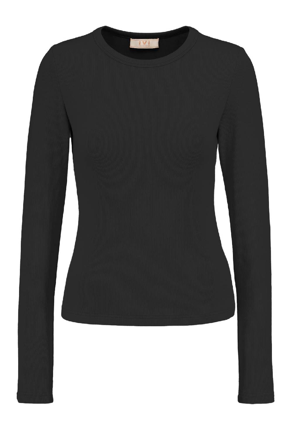 IVI GmbH ESSENTIAL Langarmshirt mit hohem Rundhalsausschnitt schwarz