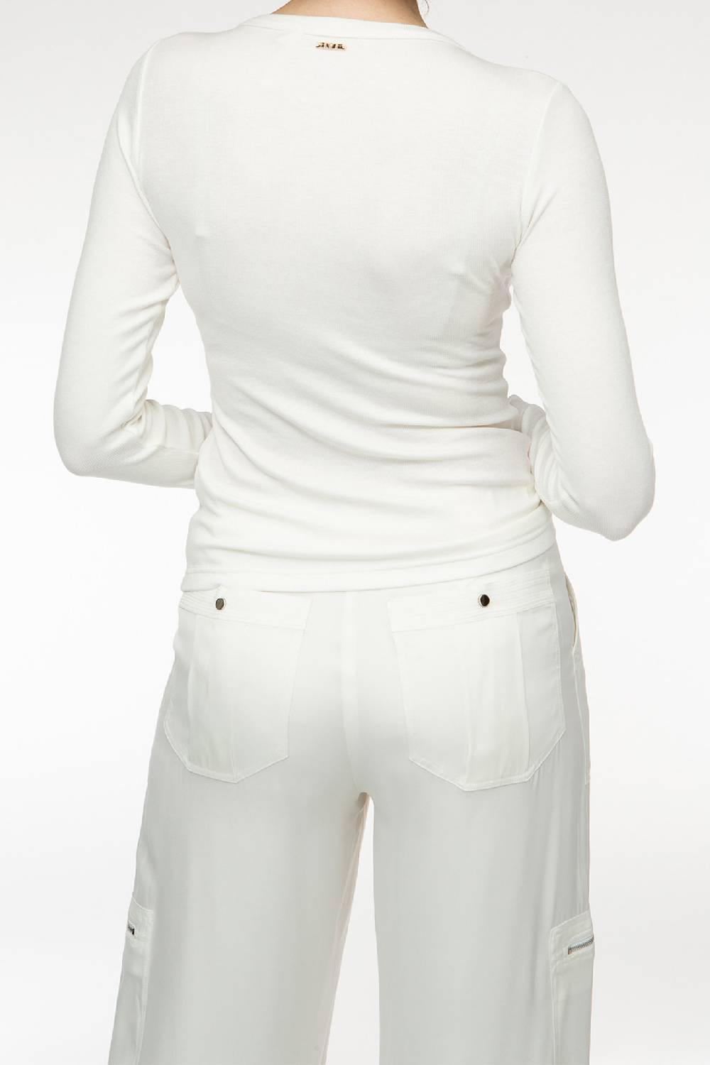 IVI GmbH ESSENTIAL Langarmshirt Mit Hohem Rundhalsausschnitt Weiß