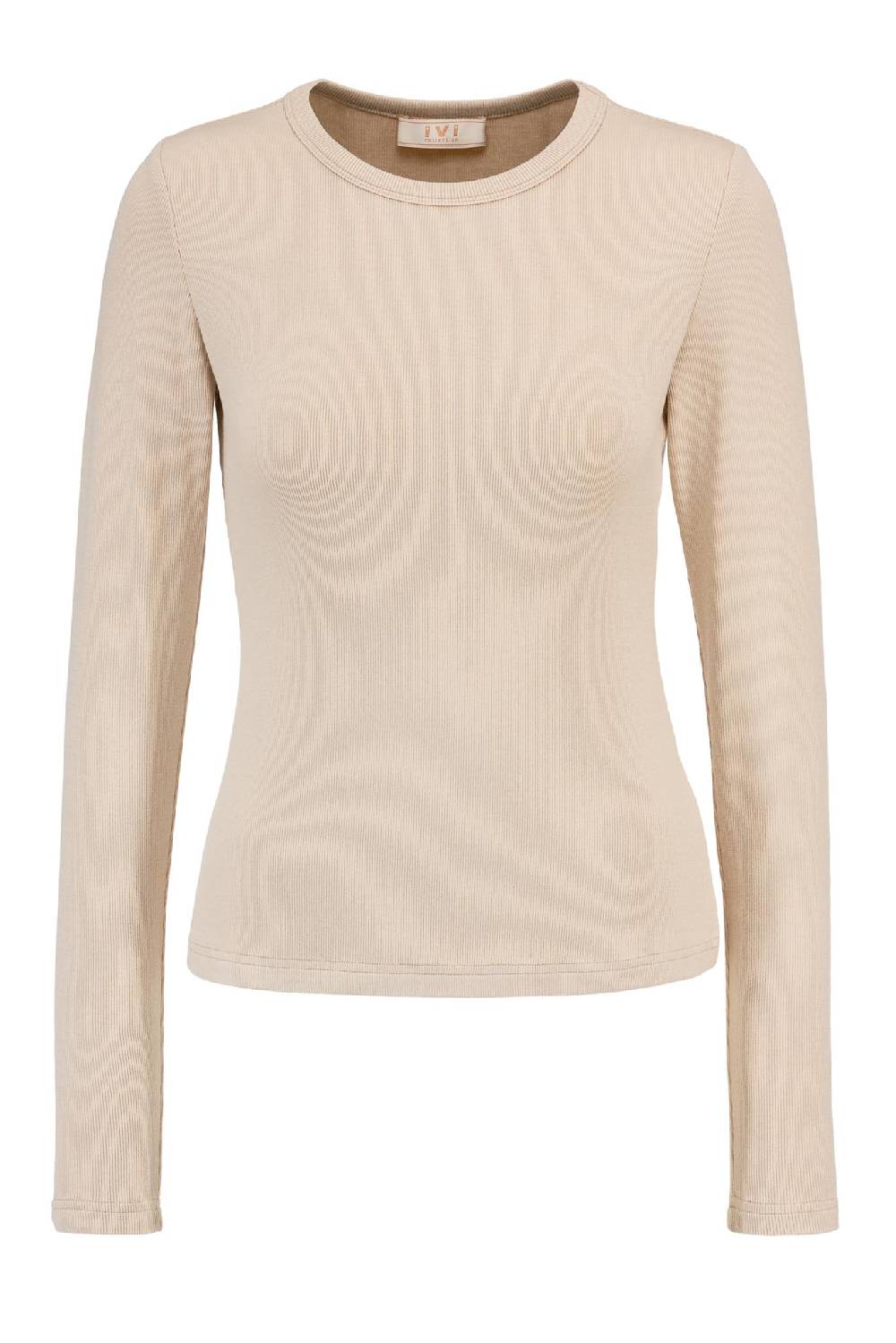 IVI GmbH ESSENTIAL Langarmshirt mit hohem Rundhalsausschnitt taupe
