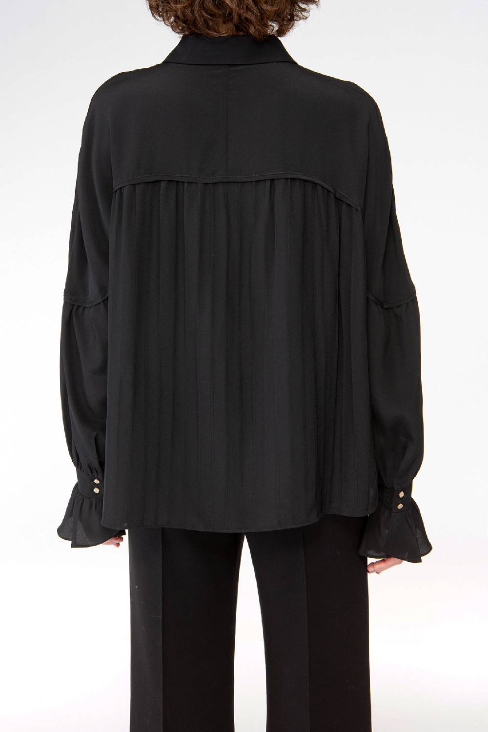 IVI GmbH FANCY Plissé Bluse Aus Seiden-Georgette Schwarz