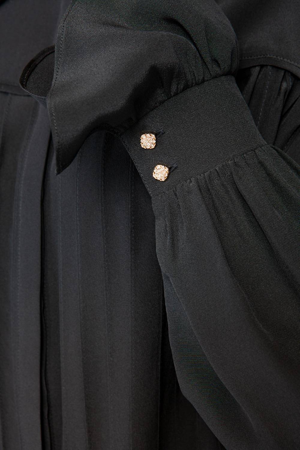 IVI GmbH FANCY Plissé Bluse Aus Seiden-Georgette Schwarz