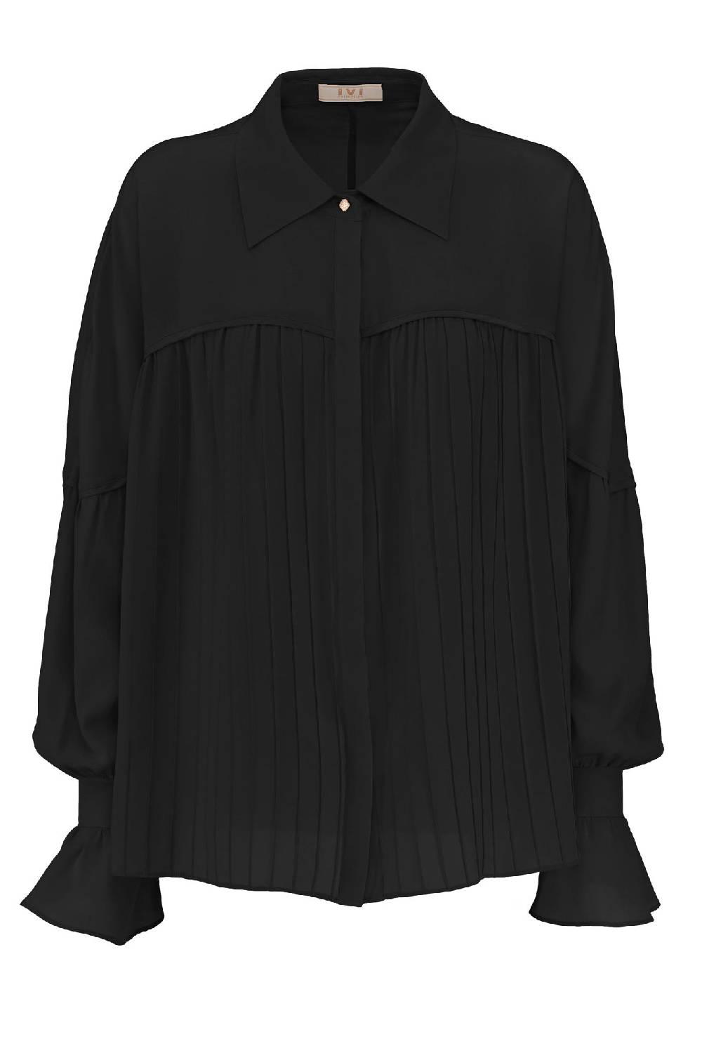 IVI GmbH FANCY Plissé Bluse aus Seiden-Georgette schwarz