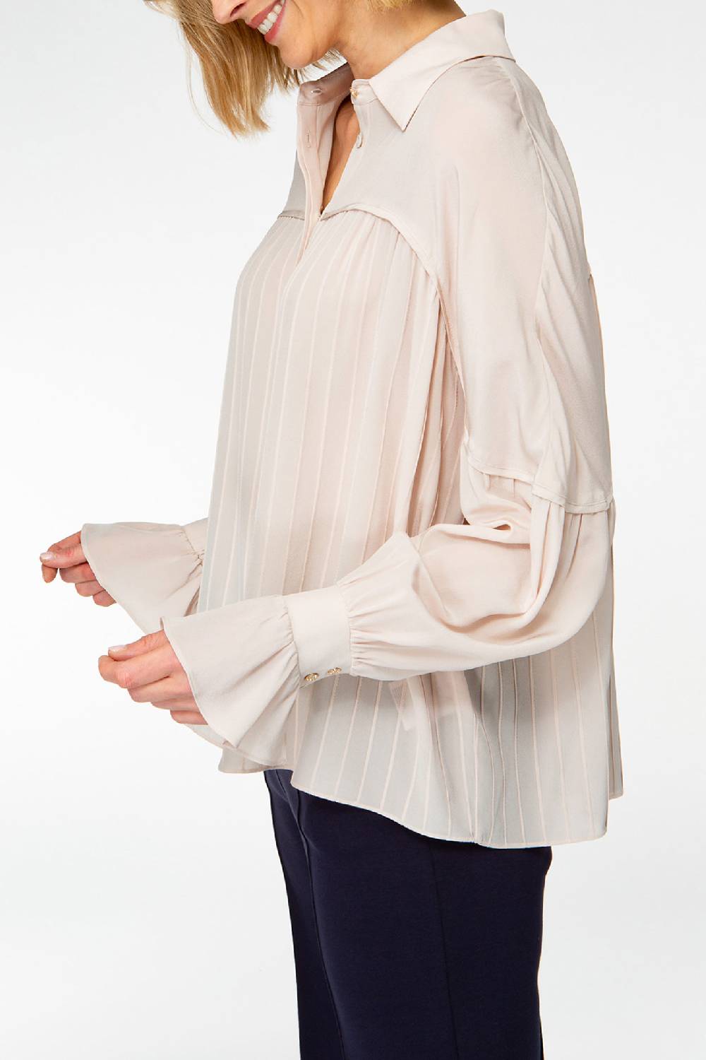 IVI GmbH FANCY Plissé Bluse Aus Seiden-Georgette Taupe