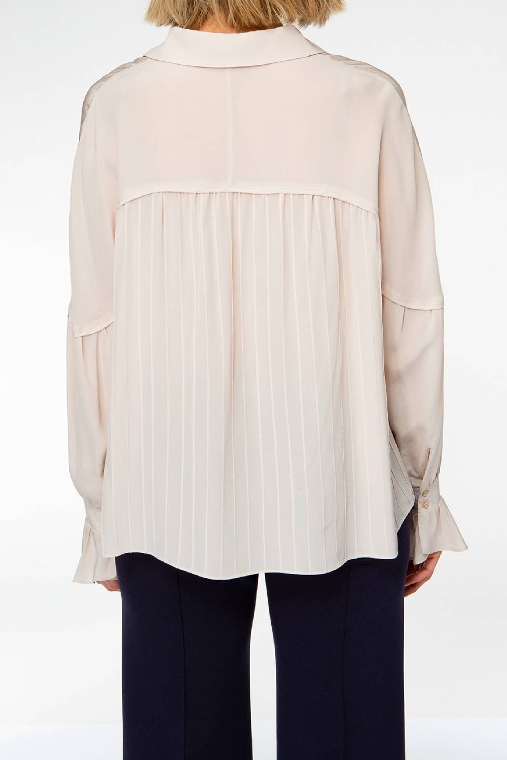 IVI GmbH FANCY Plissé Bluse Aus Seiden-Georgette Taupe