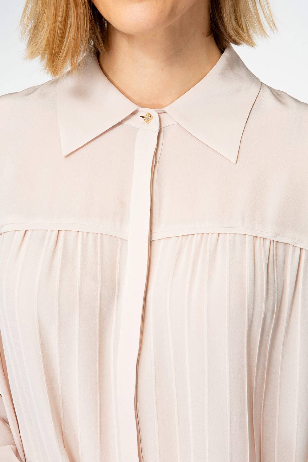 IVI GmbH FANCY Plissé Bluse Aus Seiden-Georgette Taupe