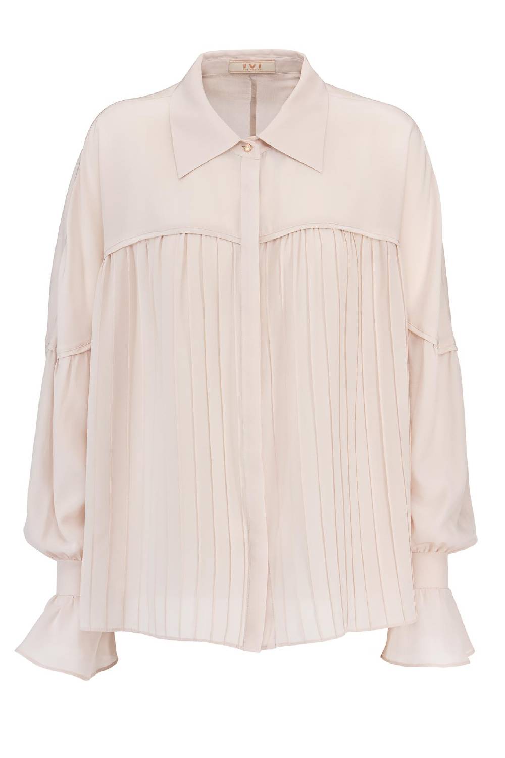IVI GmbH FANCY Plissé Bluse aus Seiden-Georgette taupe