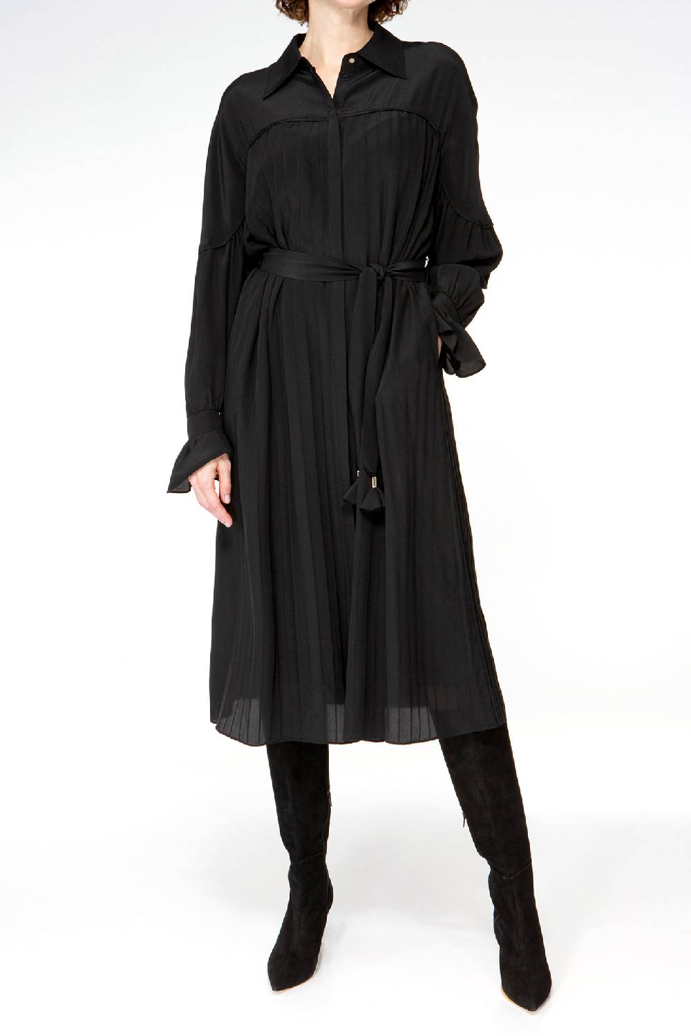 IVI GmbH FANCY Plissé Kleid Aus Seiden-Georgette Schwarz