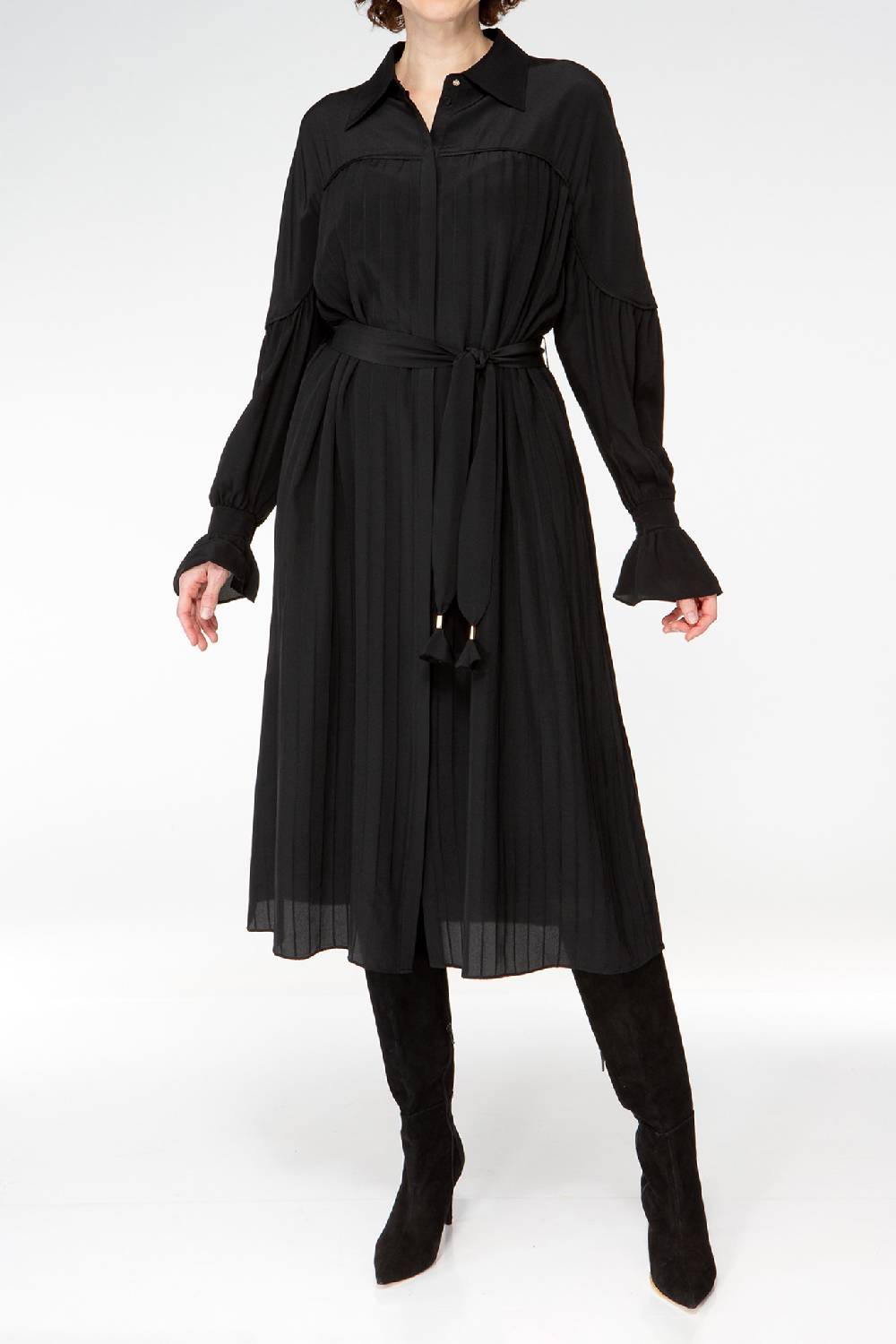 IVI GmbH FANCY Plissé Kleid Aus Seiden-Georgette Schwarz