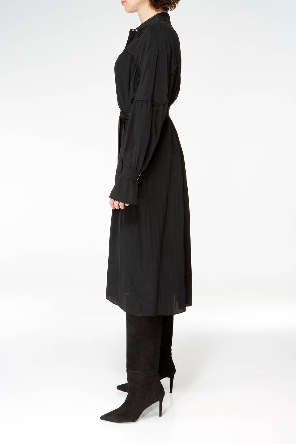 IVI GmbH FANCY Plissé Kleid Aus Seiden-Georgette Schwarz