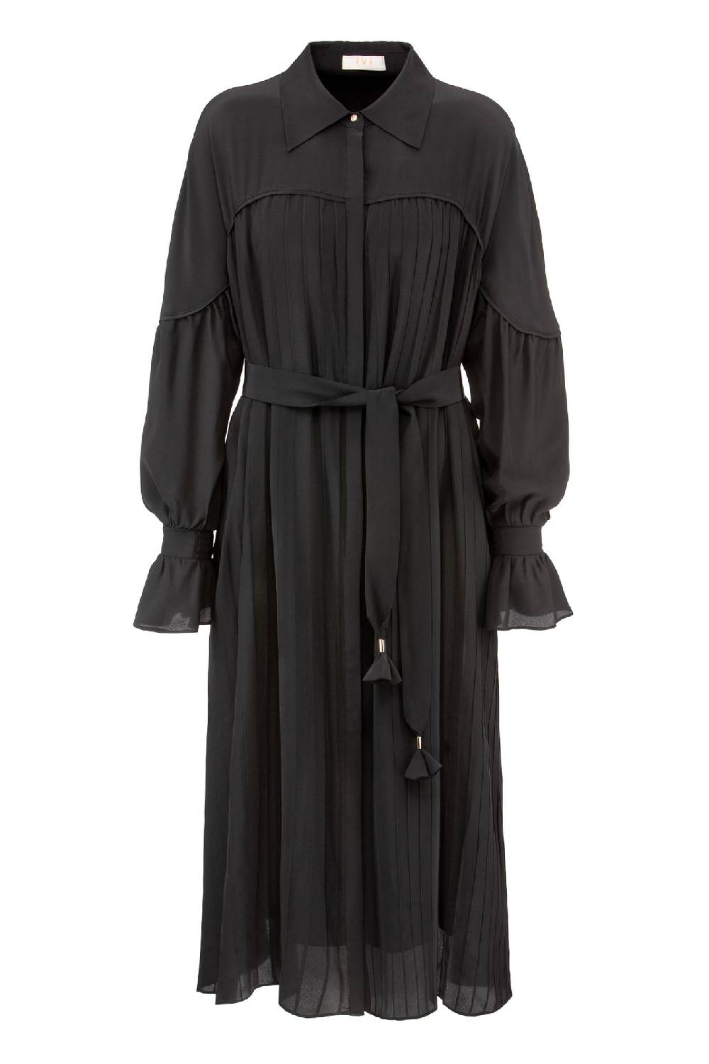 IVI GmbH FANCY Plissé Kleid aus Seiden-Georgette schwarz