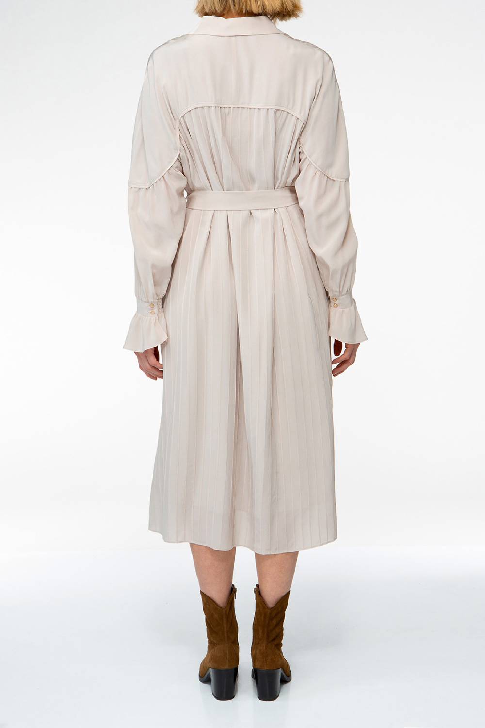 IVI GmbH FANCY Plissé Kleid Aus Seiden-Georgette Taupe