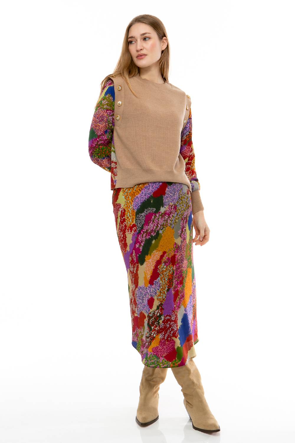 IVI GmbH FLOWER FIELDS Pullunder Mit Integrierter Bluse Multicolor