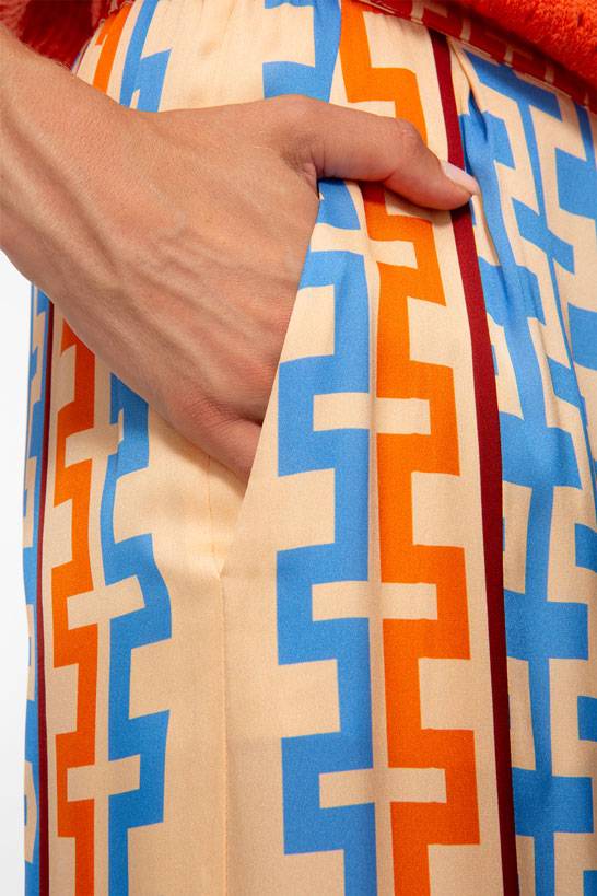 IVI GmbH GEOMETRICAL Seidenhose Mit Weitem Bein Multicolor