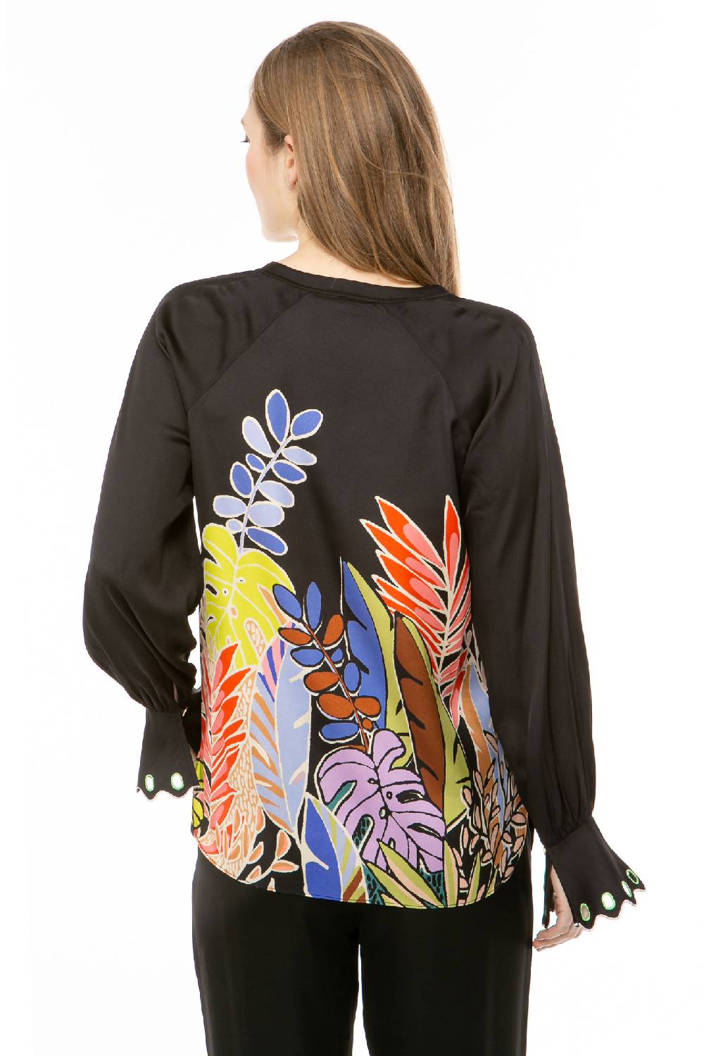 IVI GmbH BIG LEAVES Bluse Schwarz