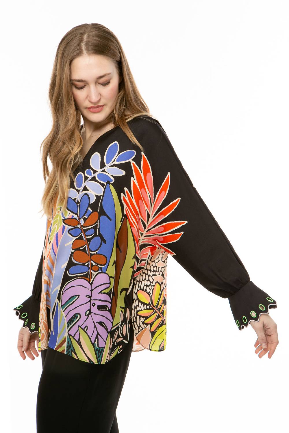 IVI GmbH BIG LEAVES Tunika Schwarz