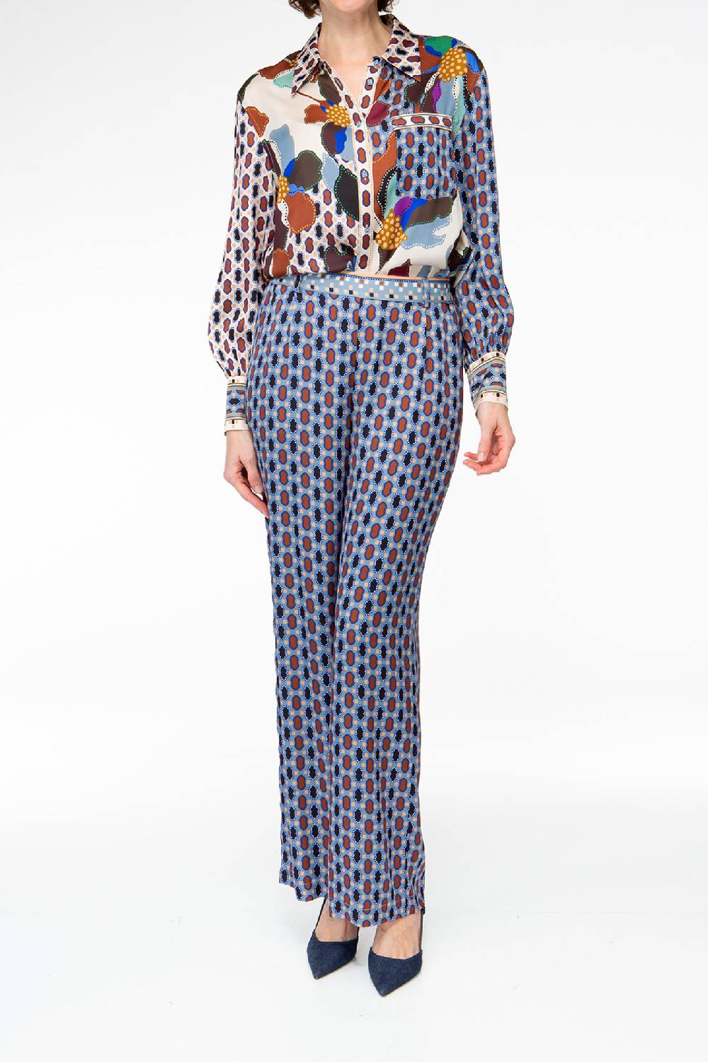 IVI GmbH BLUE BELL Seidenhose Mit Weitem Bein