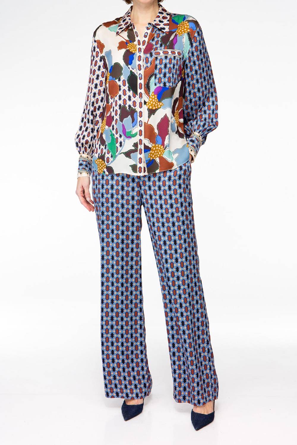 IVI GmbH BLUE BELL Seidenhose Mit Weitem Bein