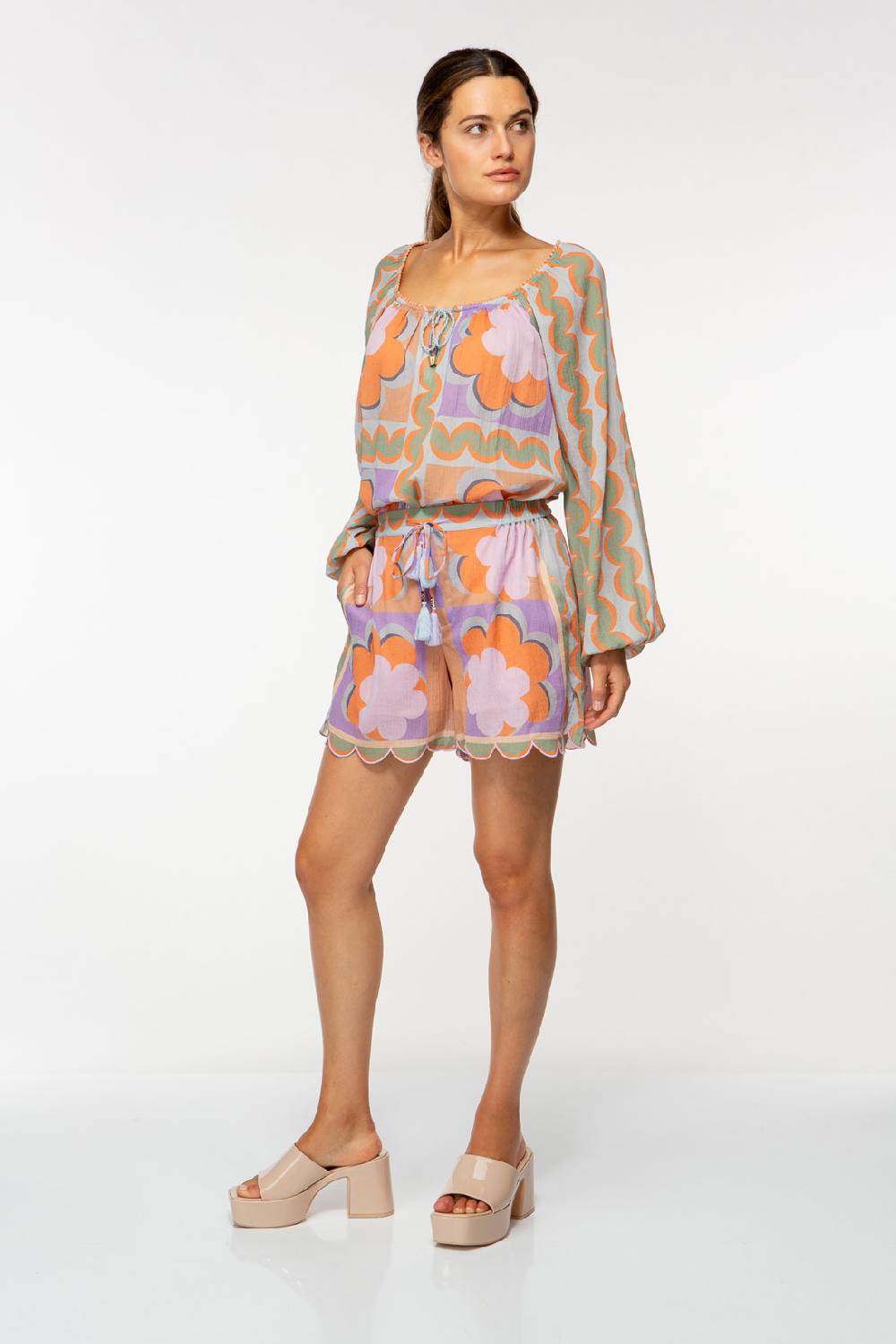 IVI GmbH CHECKED FLOWERS Shorts Multicolor