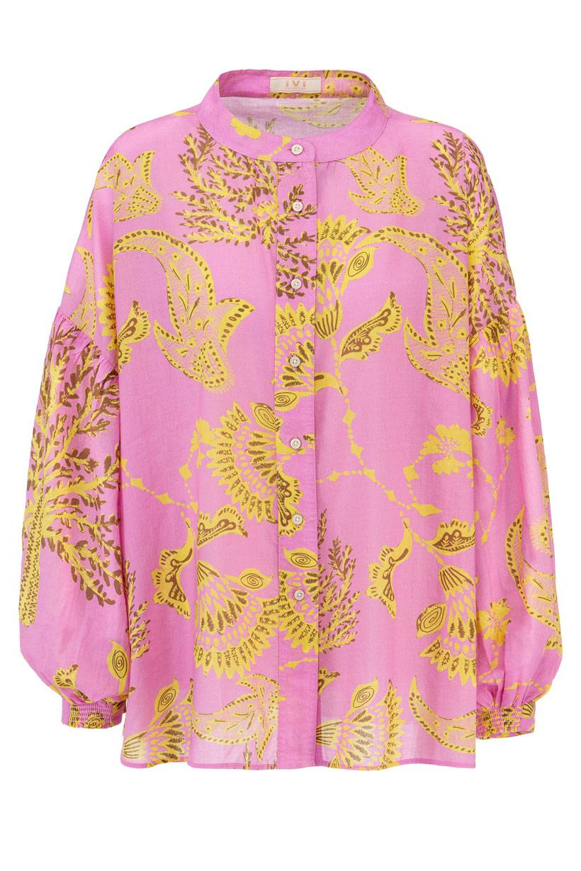 IVI GmbH CORAL FLOWER Baumwollbluse mit Print pink