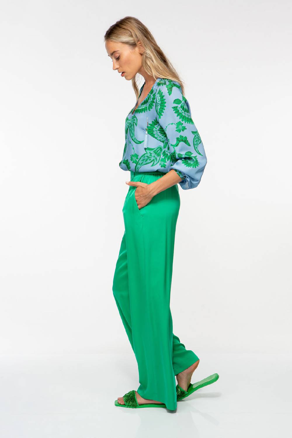 IVI GmbH CORAL FLOWER Seidenbluse Mit Print Ocean