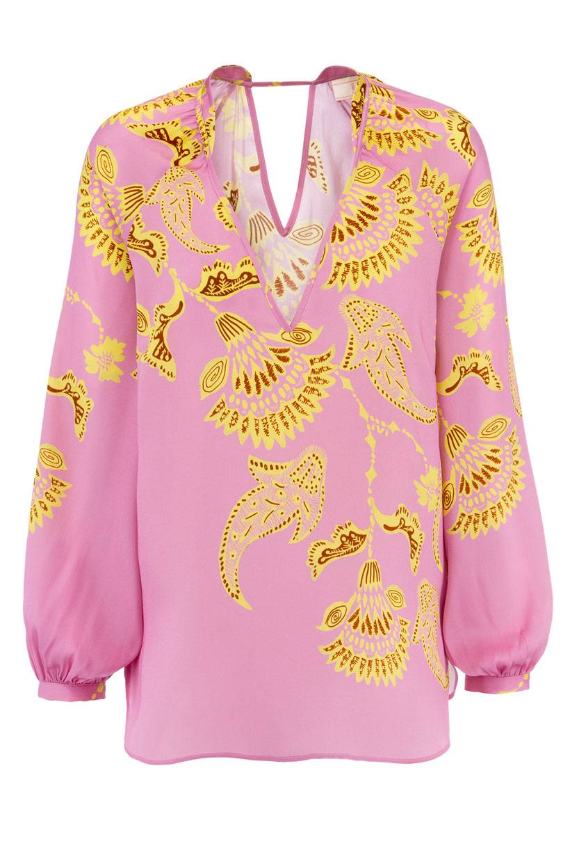 IVI GmbH CORAL FLOWER Seidenbluse mit Print pink