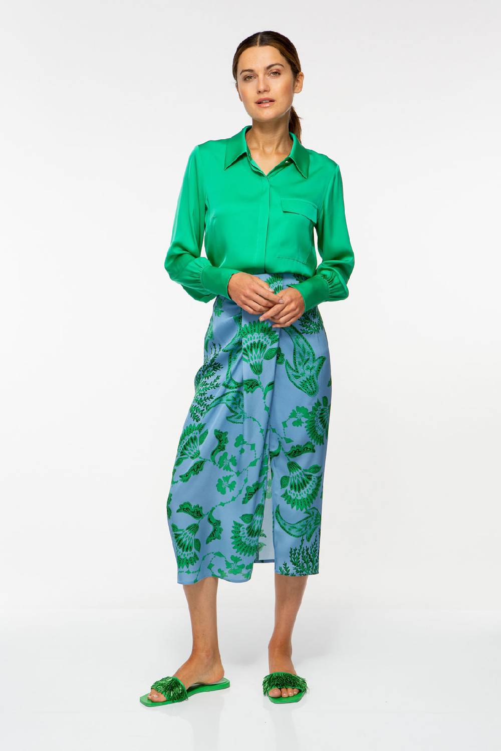 IVI GmbH CORAL FLOWER Seidenrock Mit Print Ocean