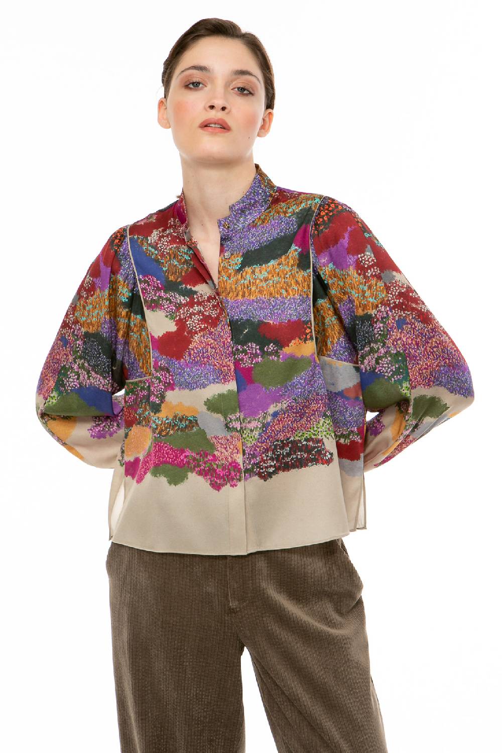 IVI GmbH FLOWER FIELDS Cropped Bluse Multicolor