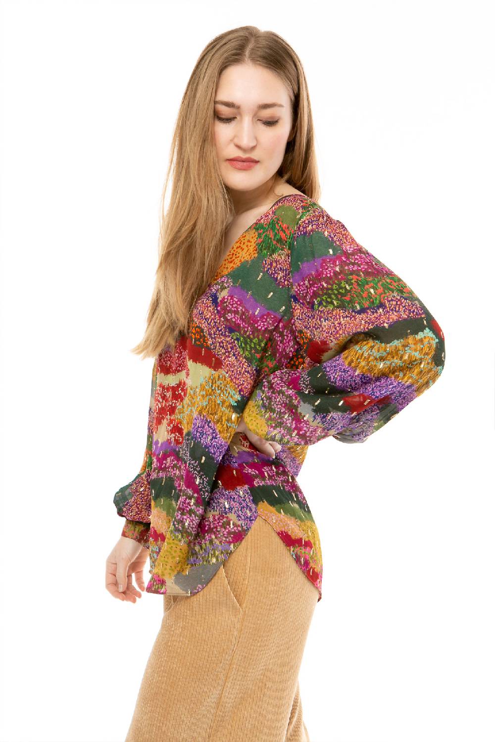 IVI GmbH FLOWER FIELDS Organza Bluse Multicolor