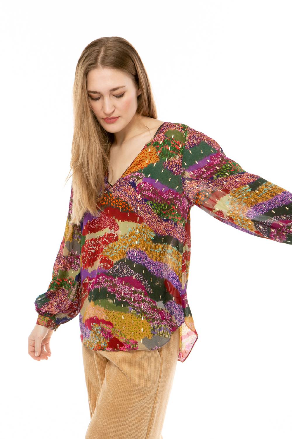 IVI GmbH FLOWER FIELDS Organza Bluse Multicolor