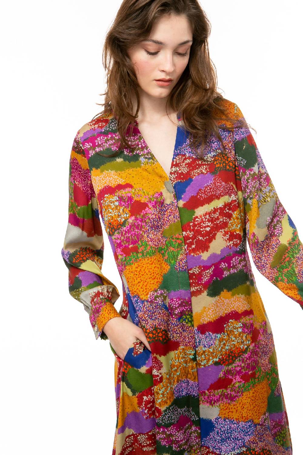 IVI GmbH FLOWER FIELDS Seidenkleid Multicolor